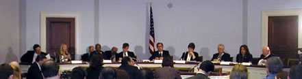 comms_27novhrg.jpg Richard D. Land, Firuz Kazemzadeh, Bishop William Francis Murphy, Felice D. Gaer, Executive Director Steven T. McFarland, Chairman Michael K. Young, Leila Sadat, The Hon. Charles R. Stith, Nina Shea.
